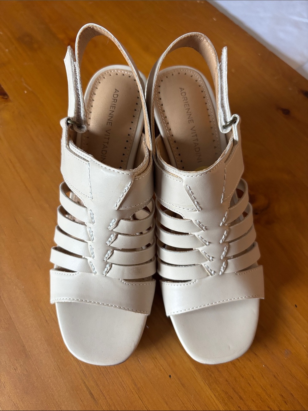 Adrienne Vittadini Beige Strappy Slingback Sandals